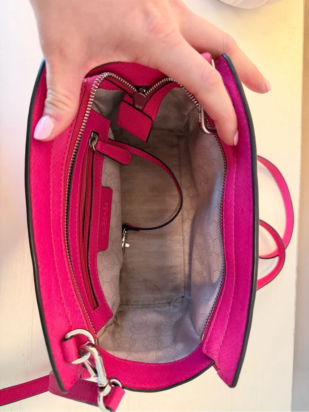 Michael Kors Selma Hot Pink Studded Crossbody Bag